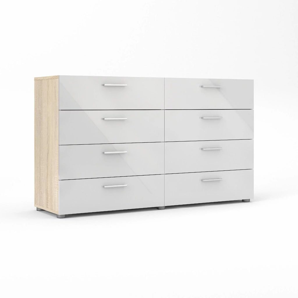 White 8 Drawer Double Dresser N95116