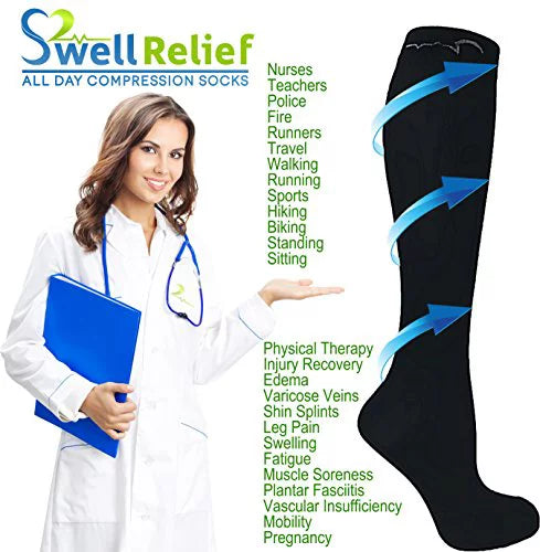 Large/X-Large 15-20 mmHg Knee-High Compression Socks S11709