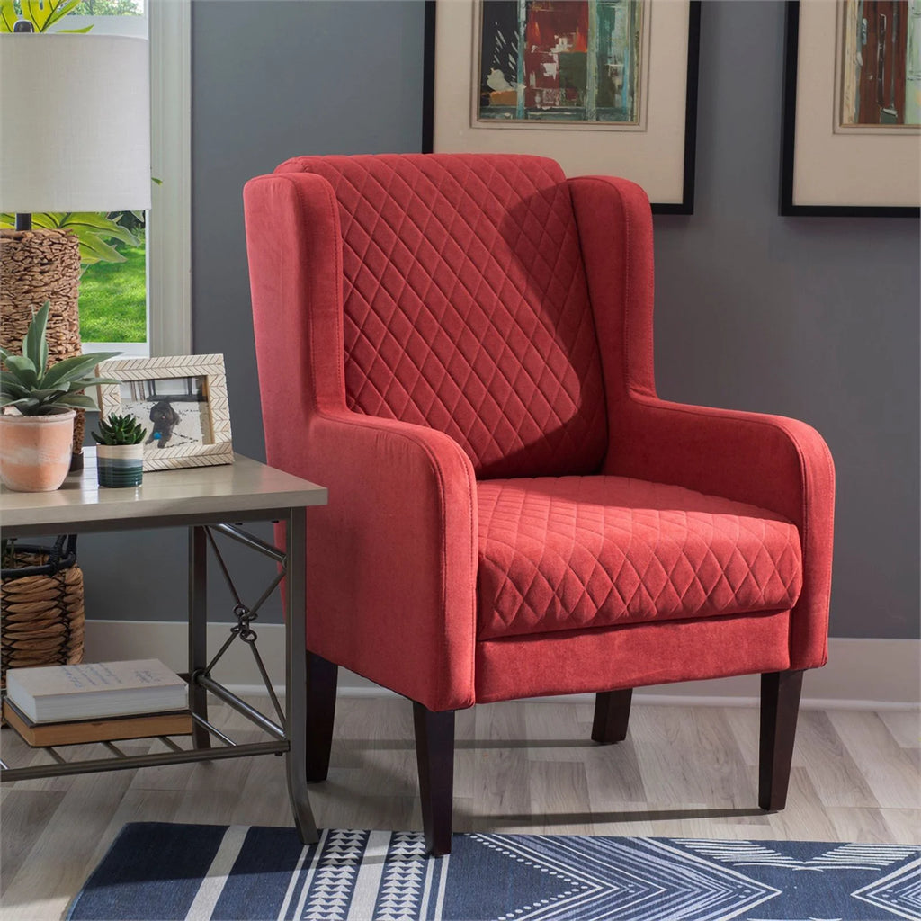 Upholstered Wingback Accent Chair with Quilted Back & Seat E372505