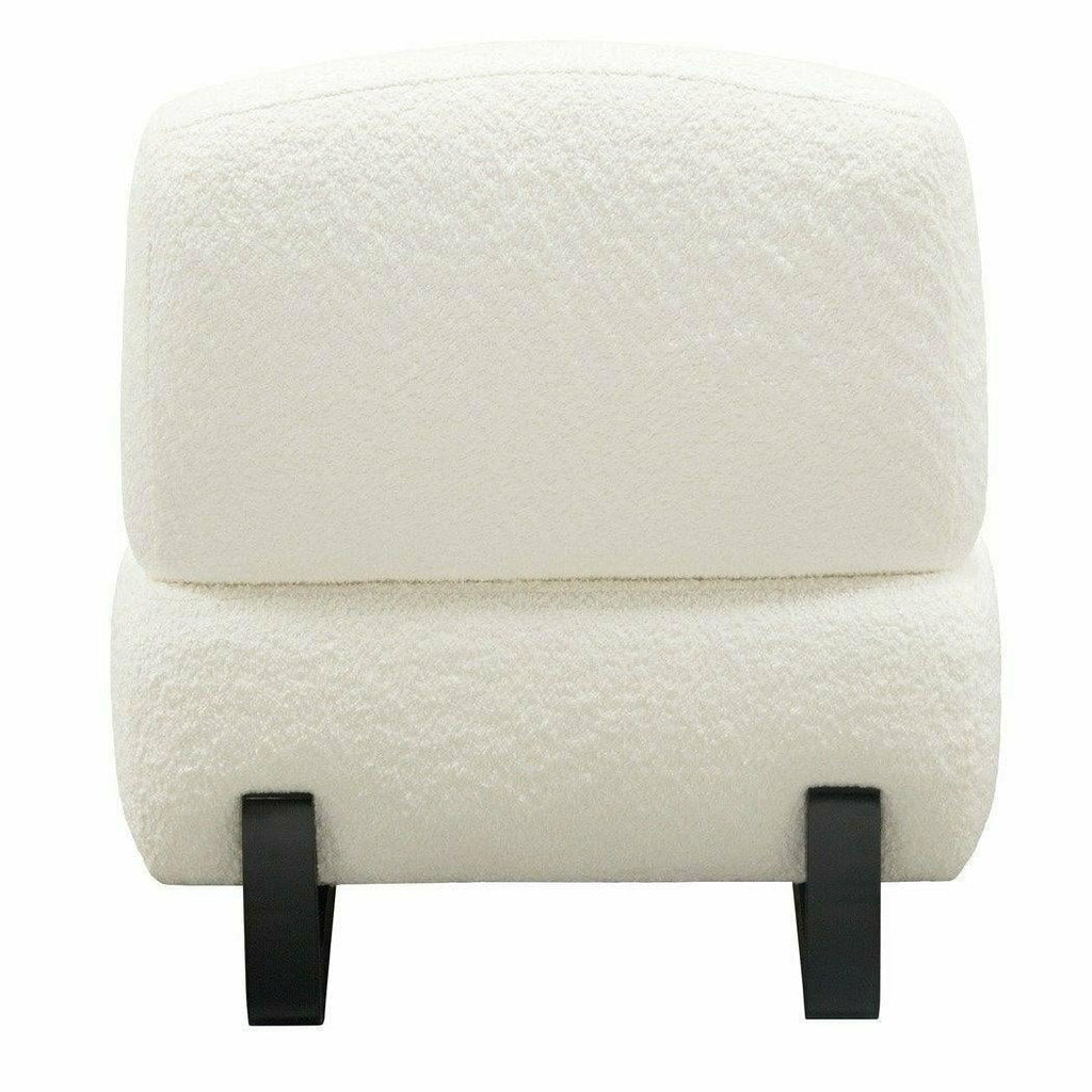 Faux White Shearling Armless Chair with Black Wood Leg Base S80966