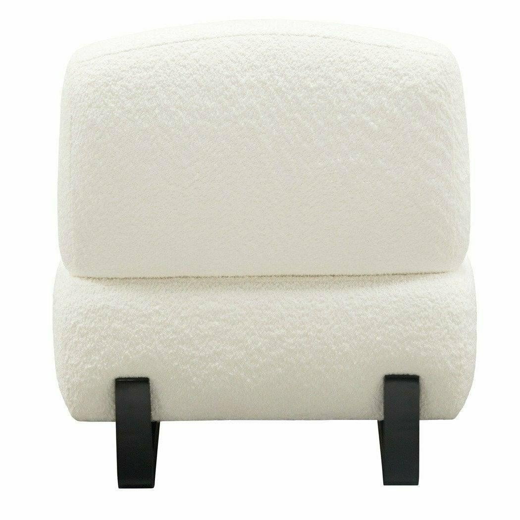 Faux White Shearling Armless Chair with Black Wood Leg Base S80966