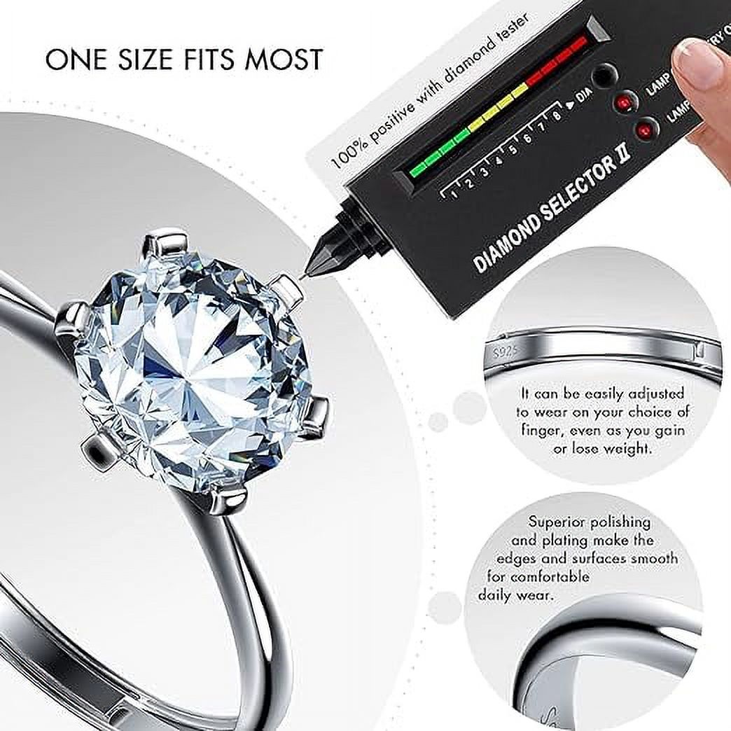 1 Carat Moissanite Adjustable Engagement Ring 925 Sterling Silver Solitaire Rings K12567