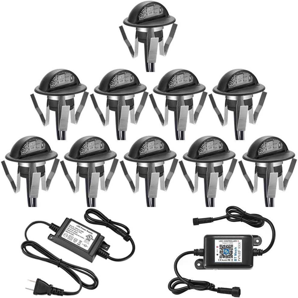 10pcs Bluetooth RGB Low Voltage Recessed Step Lighting Kit S995