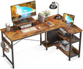 L Shaped Computer Desk with Shelves 47 inch Black I1997