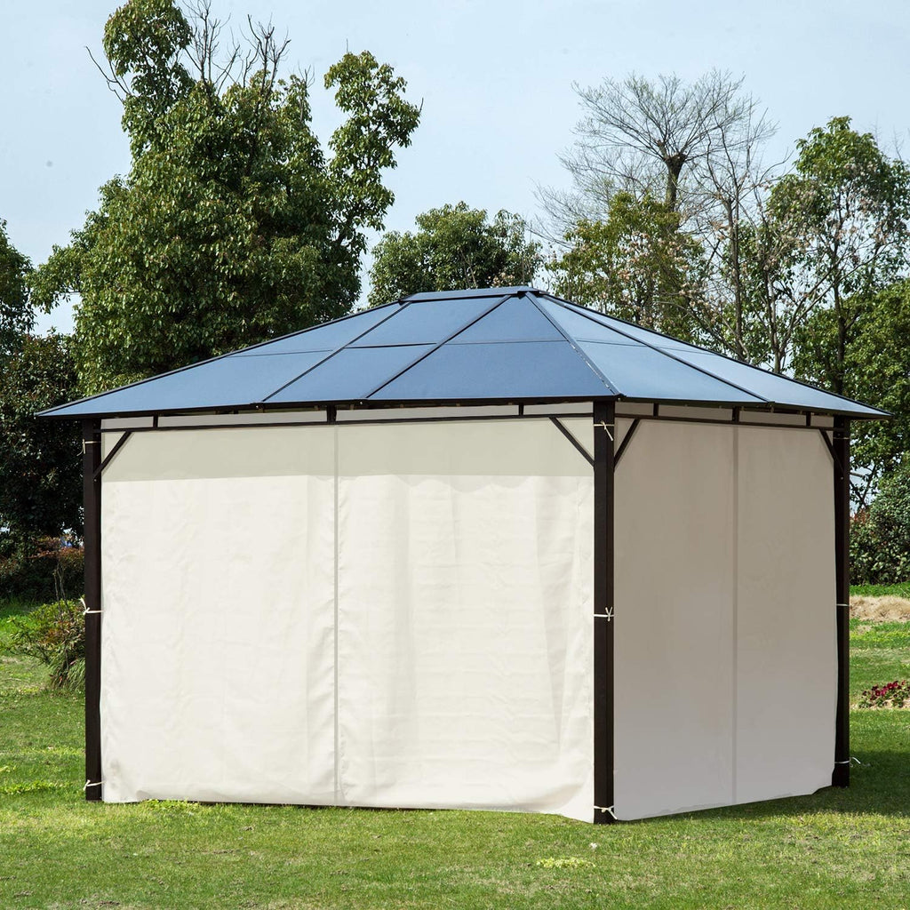 10x12 Hardtop Gazebo with Metal Frame, Polycarbonate Canopy with Curtains X850872