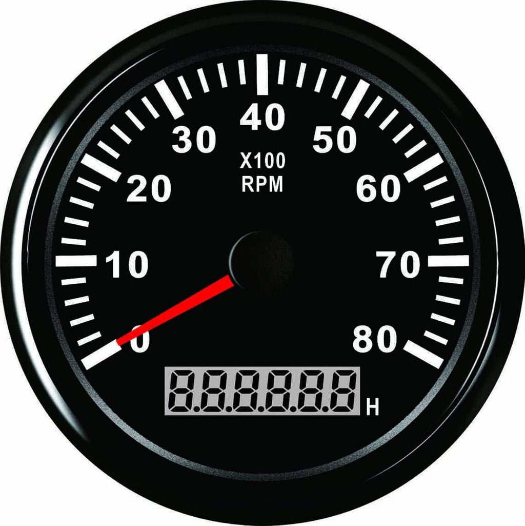85mm Marine Tachometer Gauge with Hour Meter Waterproof 8000 RPM 12V 24V Pack of 2 O7988