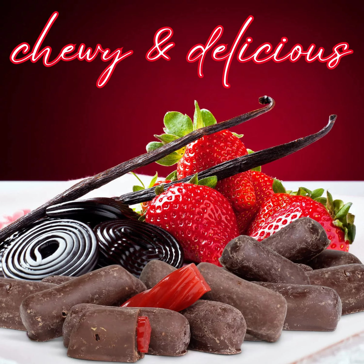 10 Lbs Vegan Dark Chocolate Strawberry Licorice Bites G3399