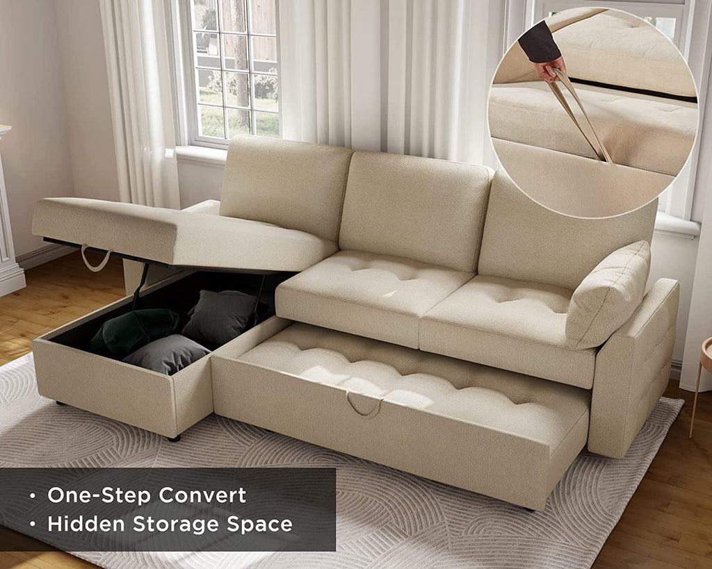 87 Inch Chenille Grey Pull Out Sofa Bed H851712