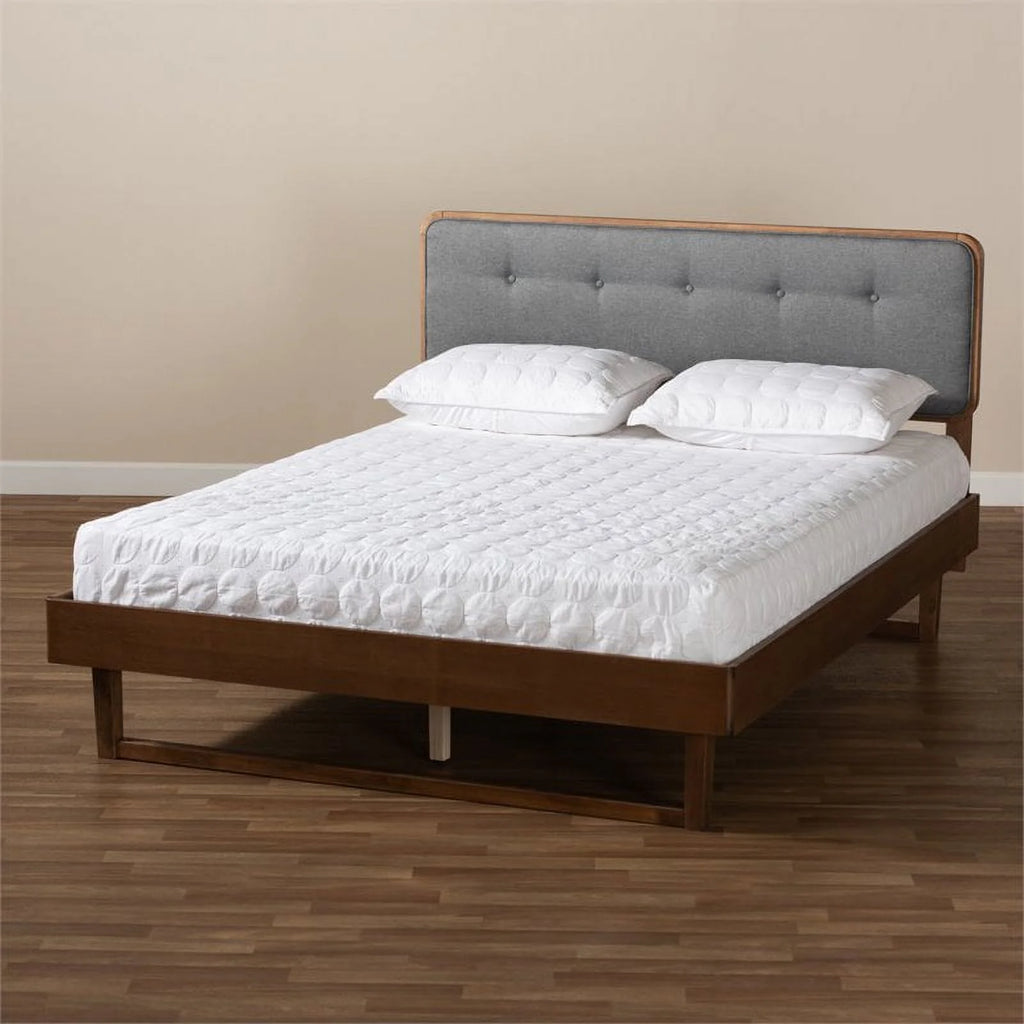 Gray Upholstered Wood King Size Platform Bed M13558