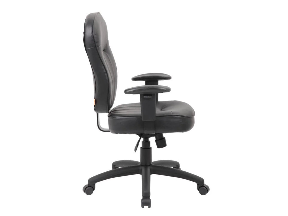 Black Leather Task Chair with Adjustable Arms B240432
