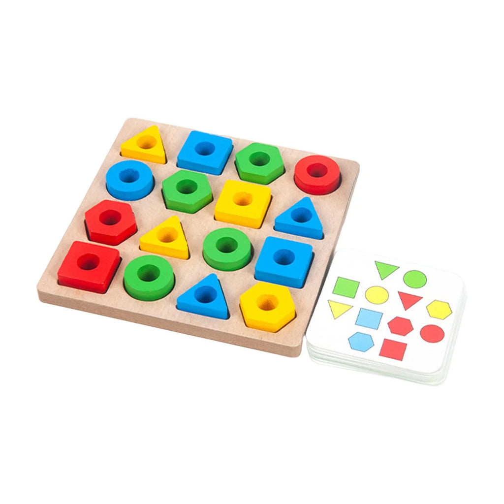 Wood Geometric Shape Matching Stacking Toys Educational Toys for Toddlers O9669
