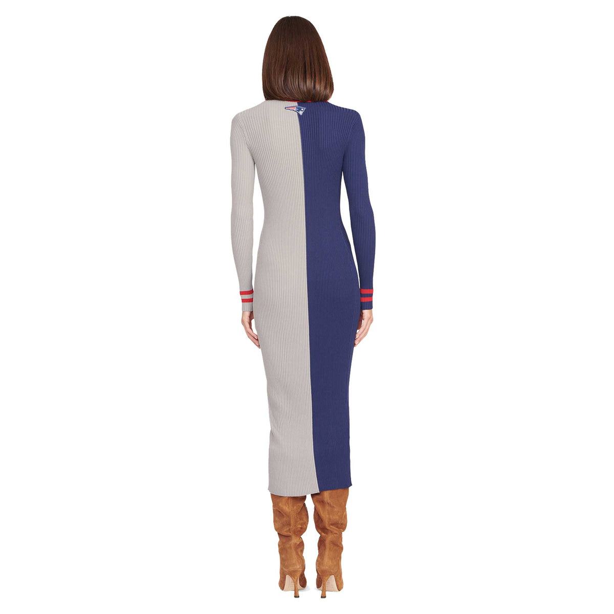Navy Gray Knit Button-Up Sweater Dress X524