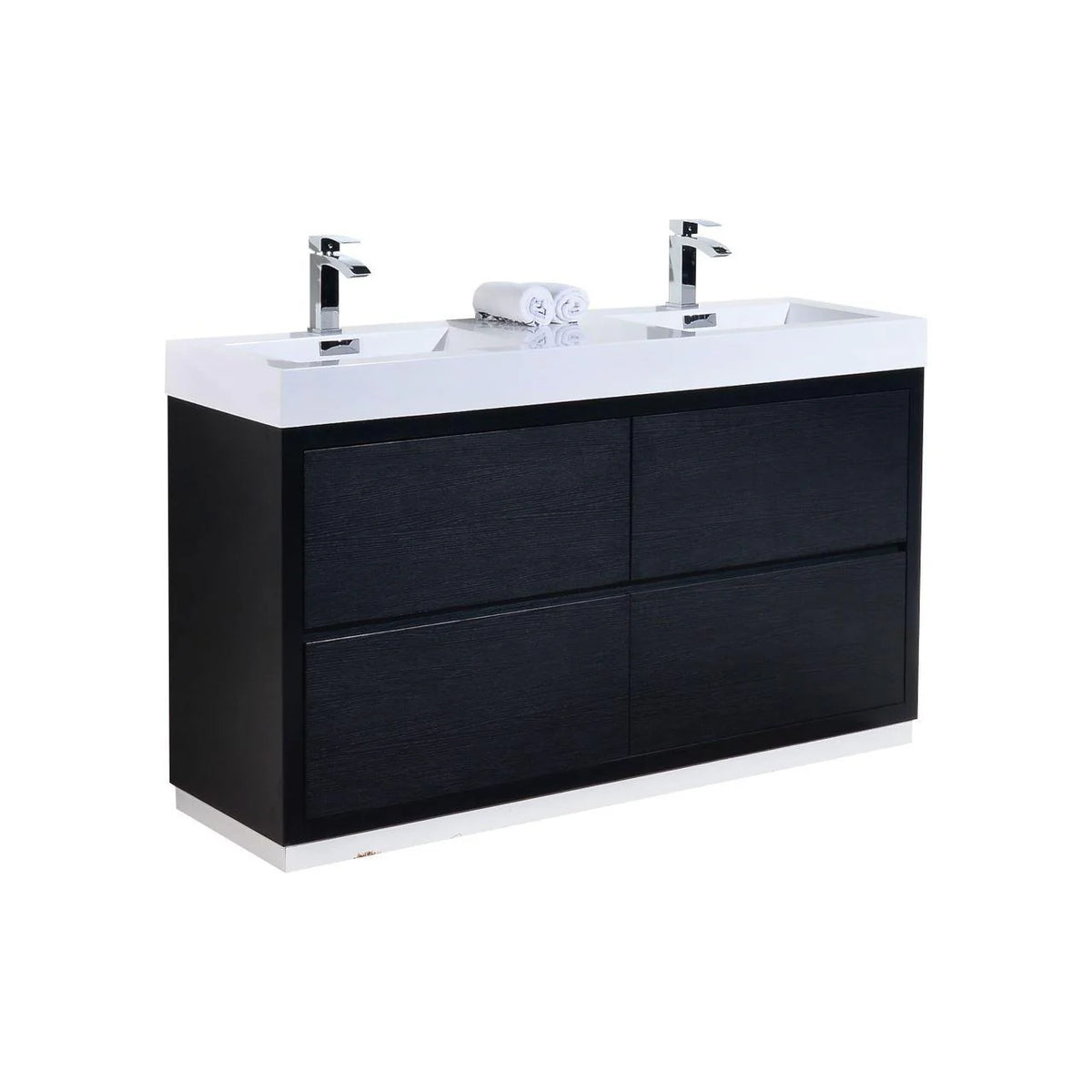 60 in. Black Double Sink Free Standing Bathroom Vanity X1582