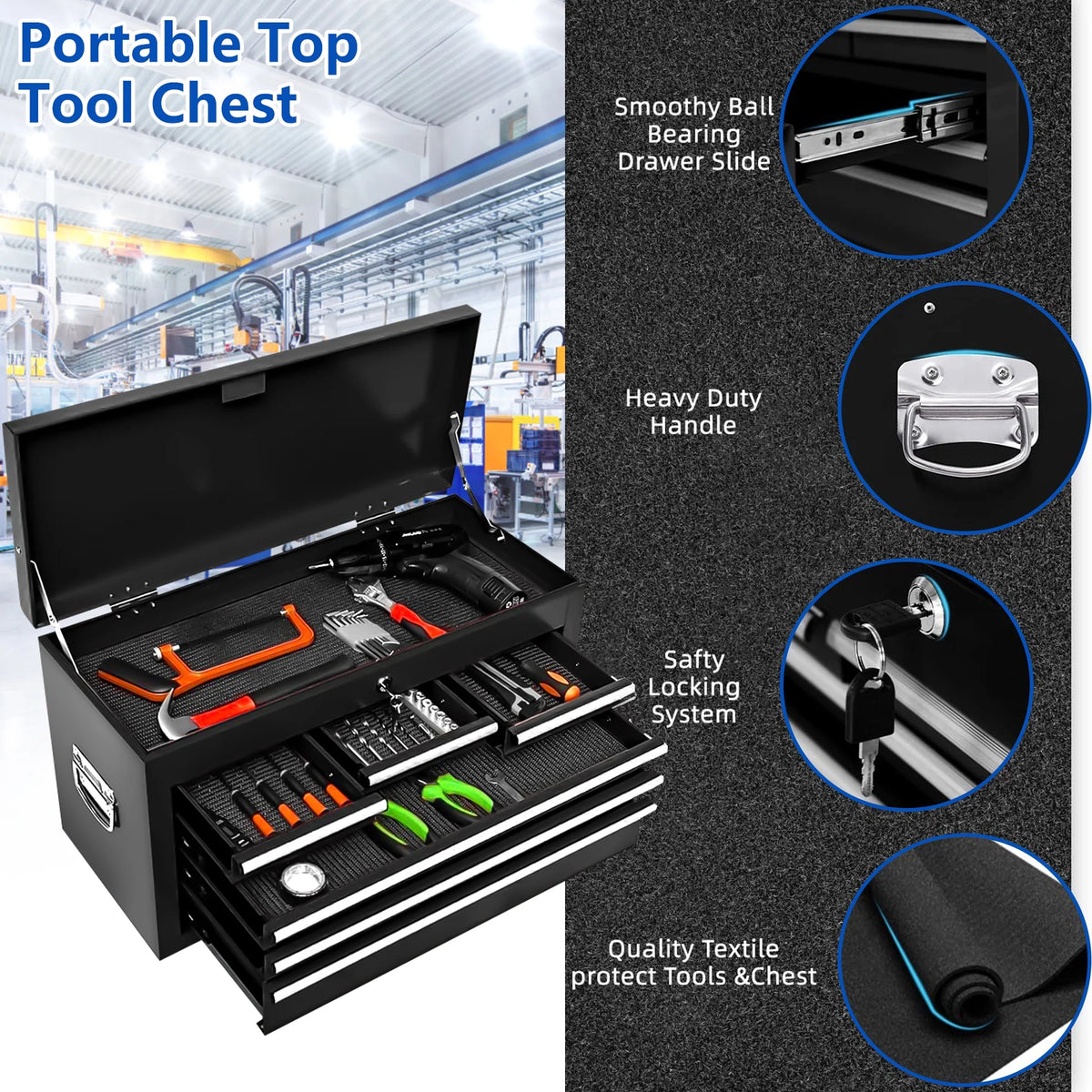 Blue 8 Drawer Rolling Tool Box A5467