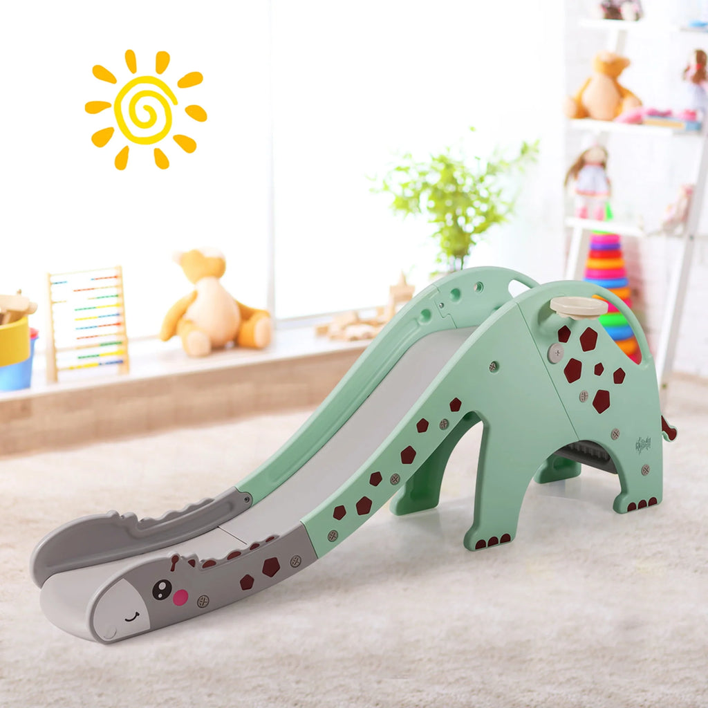 3 in 1 Kids Climber Slide Play Set with Basketball Hoop Green L63907
