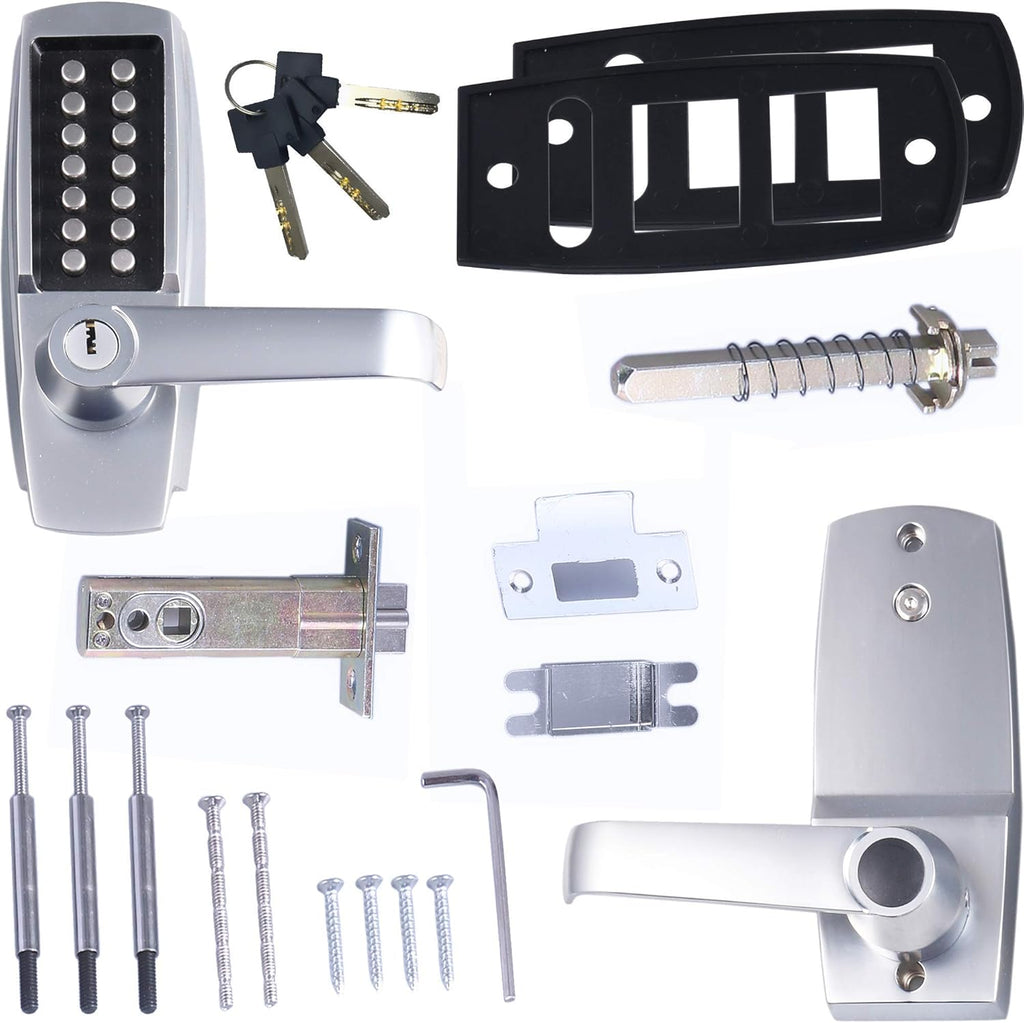 Satin Chrome Keyless Lever Lock with Keypad, Pack of 2 W501370