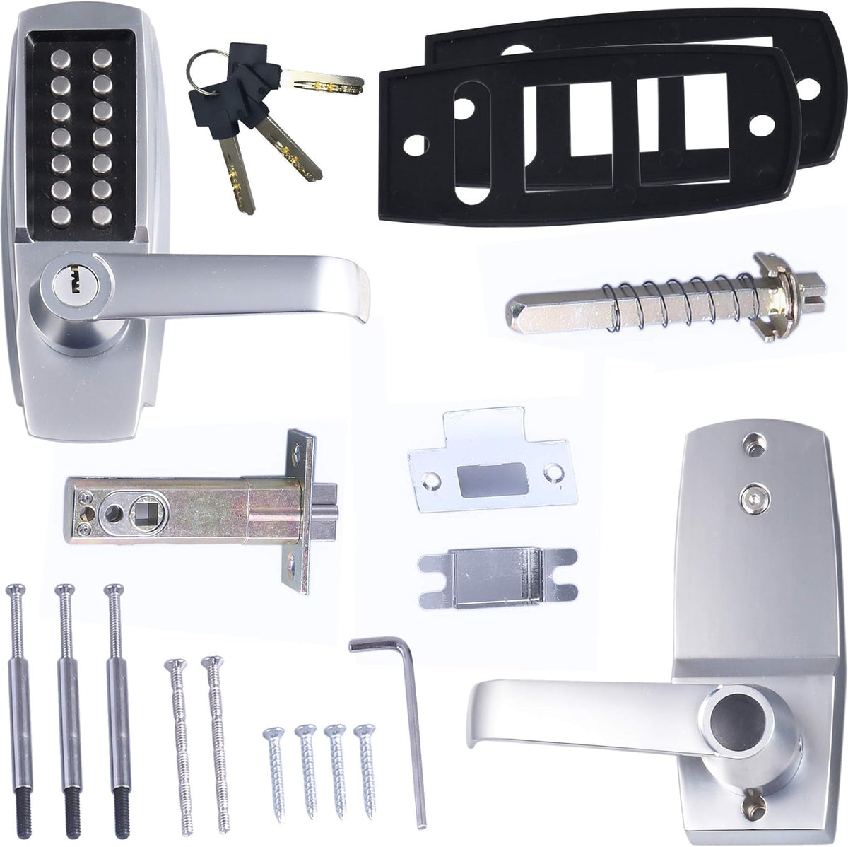 Satin Chrome Keyless Lever Lock with Keypad, Pack of 2 W501370
