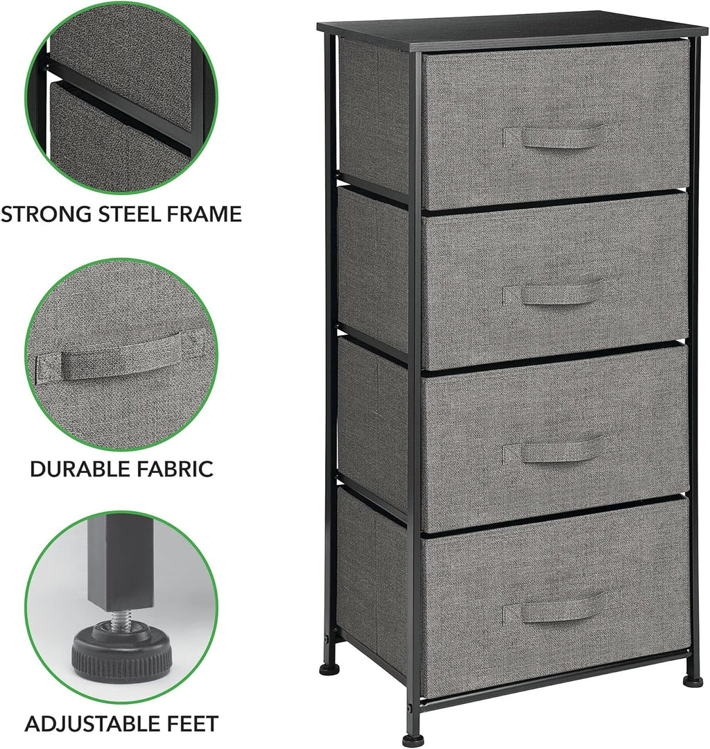 Charcoal Gray/black 4 Drawer Vertical Dresser Storage Tower R80289