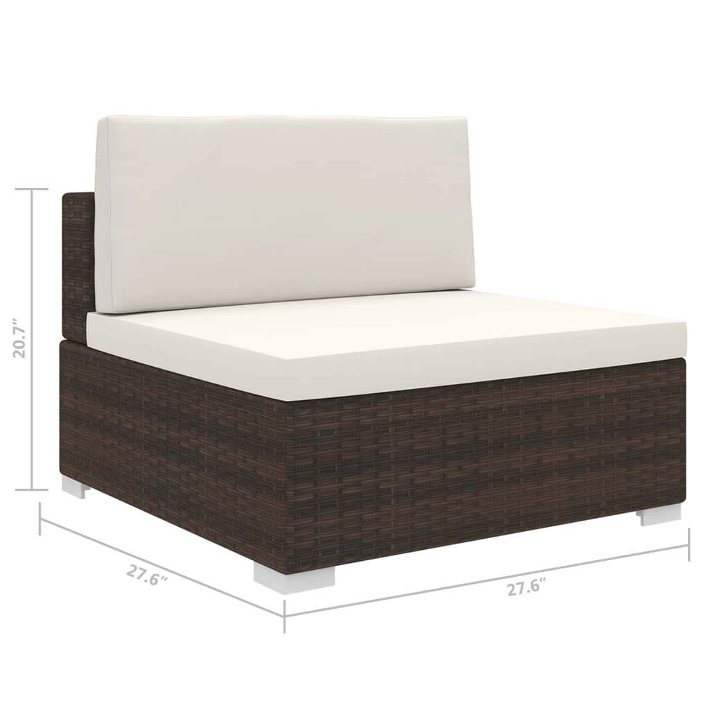 Brown Poly Rattan Sectional Middle Seat with Cushions I727291