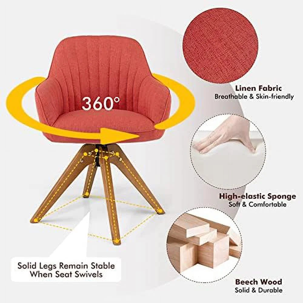 Mid Century Linen Fabric Swivel Desk Chair K16557