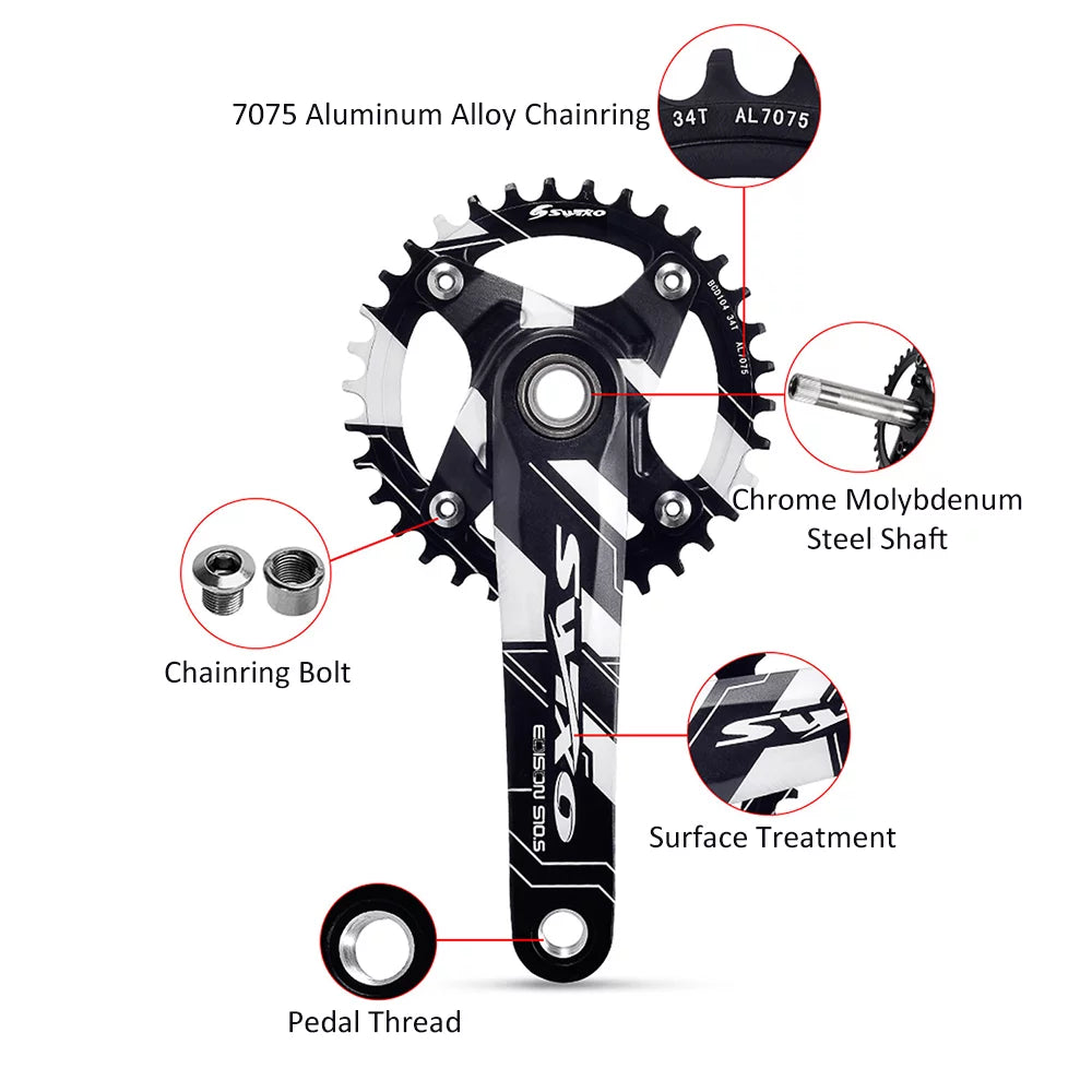 170mm 104 BCD Mountain Bike Crankset with Chainring and Bottom Bracket I32886