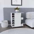 White Engineered Wood Bar Cart with 2 Side Shelves J3492