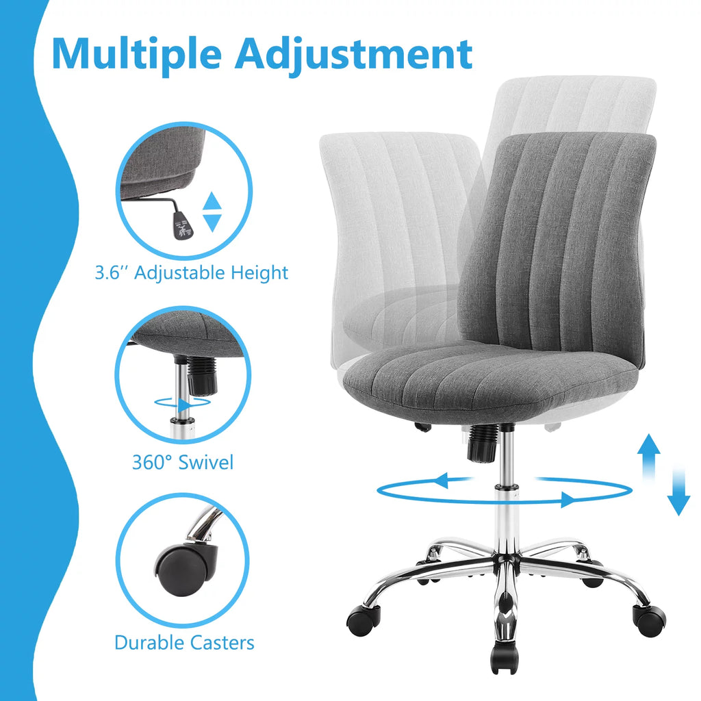 Green Twill Fabric Adjustable Swivel Armless Desk Chair O42736