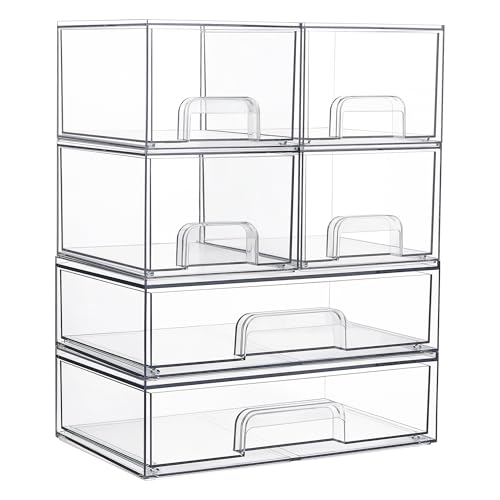 Clear Plastic Stackable Storage Drawers Set of 6 G384