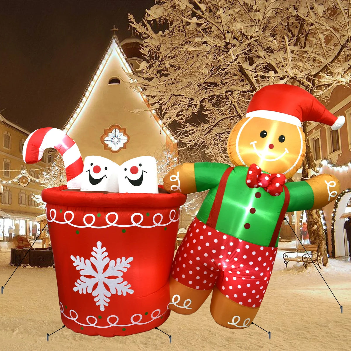 5.9ft Christmas Inflatable Gingerbread Man with LED Lights C193131
