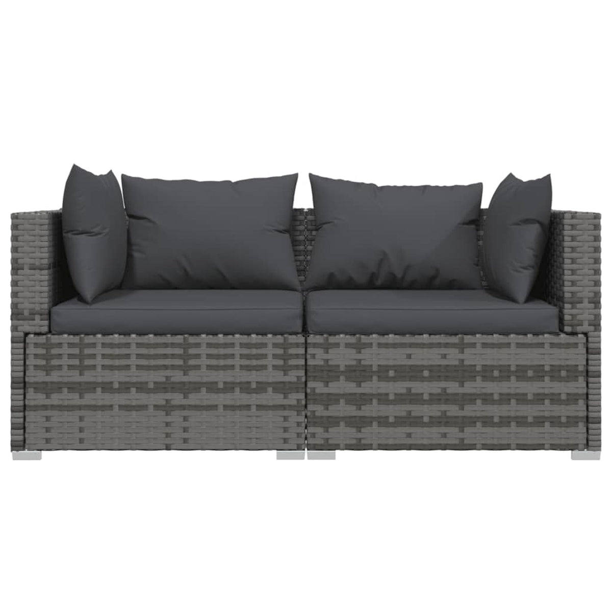 3 Piece Patio Lounge Set Gray Poly Rattan Sectional Outdoor Furniture Set O5379