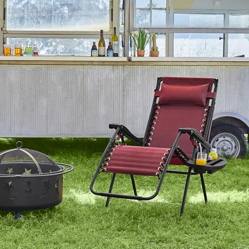 Black Zero Gravity Chair with Canopy and Cup Holder Z510072