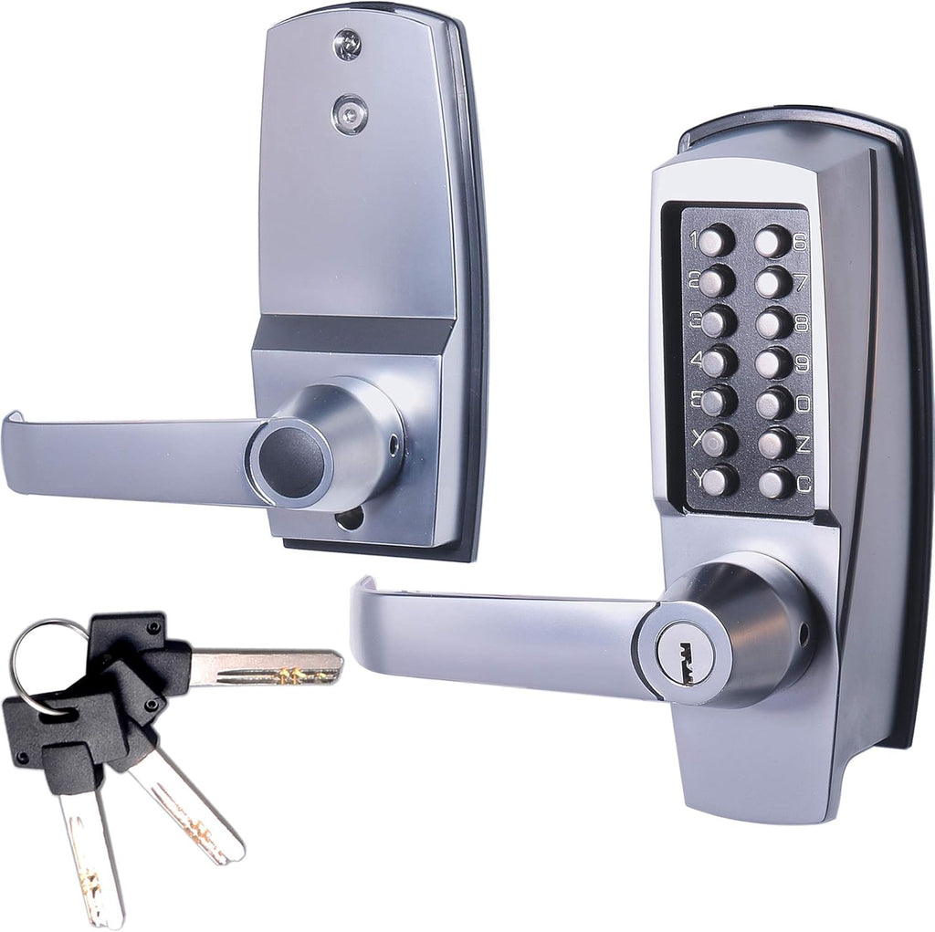 Satin Chrome Keyless Lever Lock with Keypad, Pack of 2 W501370