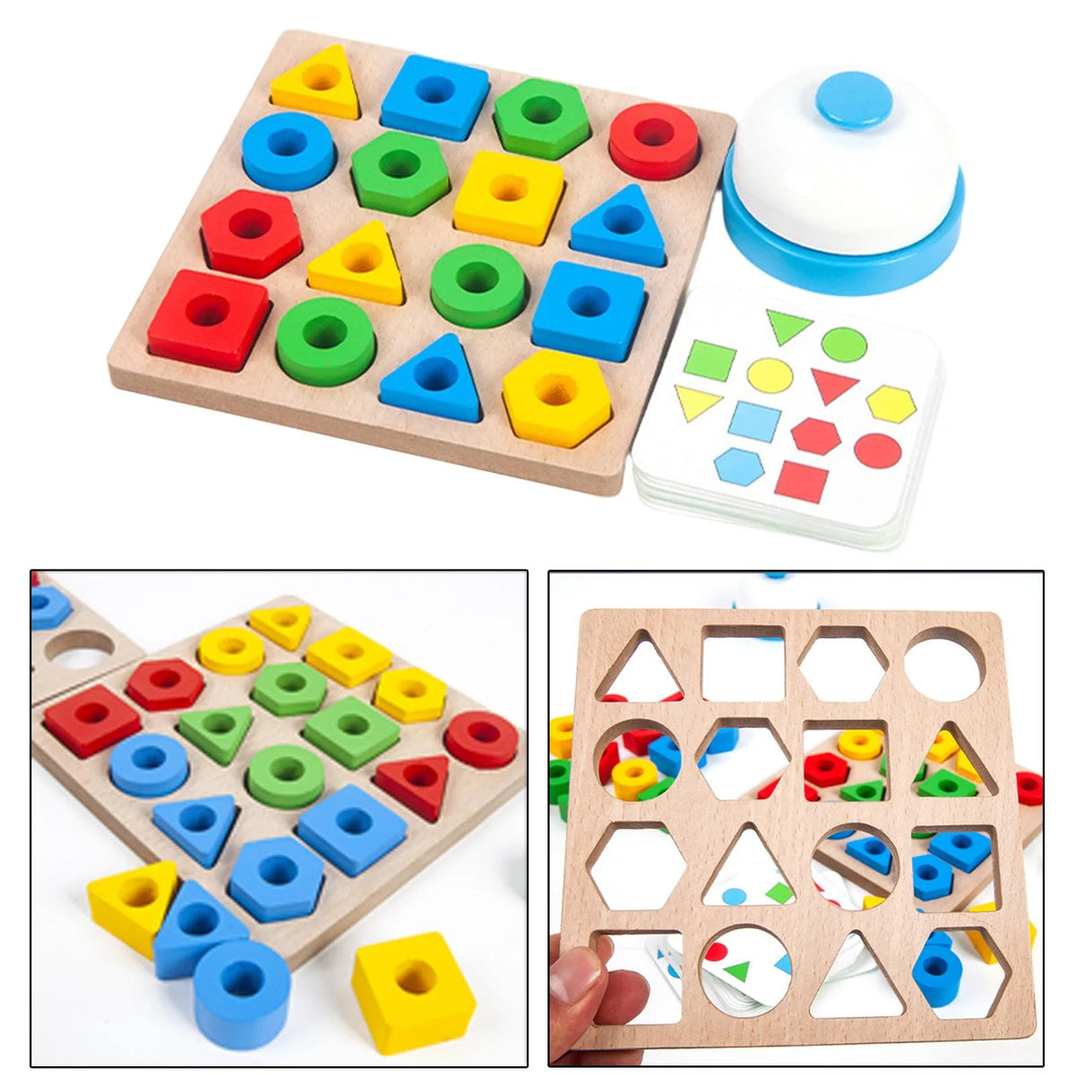 Wood Geometric Shape Matching Stacking Toys Educational Toys for Toddlers O9669