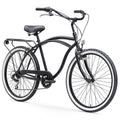 24 inch Matte Black 7-Speed Beach Cruiser Bicycle L469