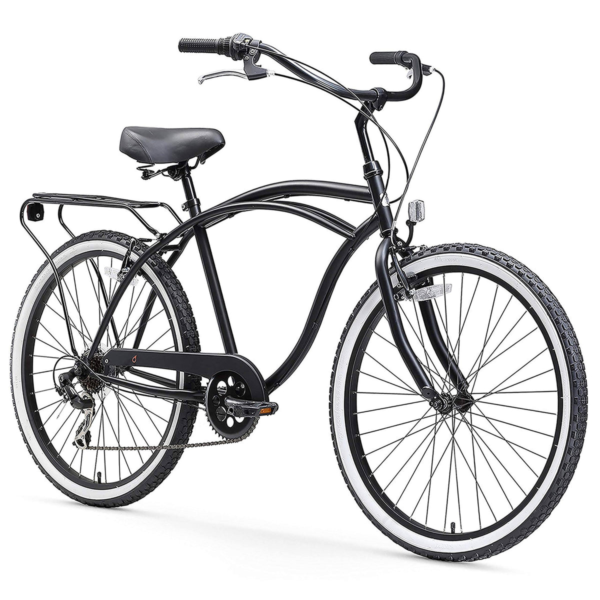 24 inch Matte Black 7-Speed Beach Cruiser Bicycle L469