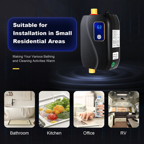 110V 3000W Mini Instant Electric Tankless Water Heater with LCD Digital Display N747045