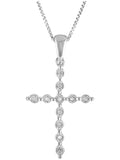 White Diamond Accent Cross Pendant in Sterling Silver with 18" Chain I816