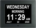 7.5 Inch Extra Large Calendar Day Date Time Clock with Non-Abbreviated Day Month E935853