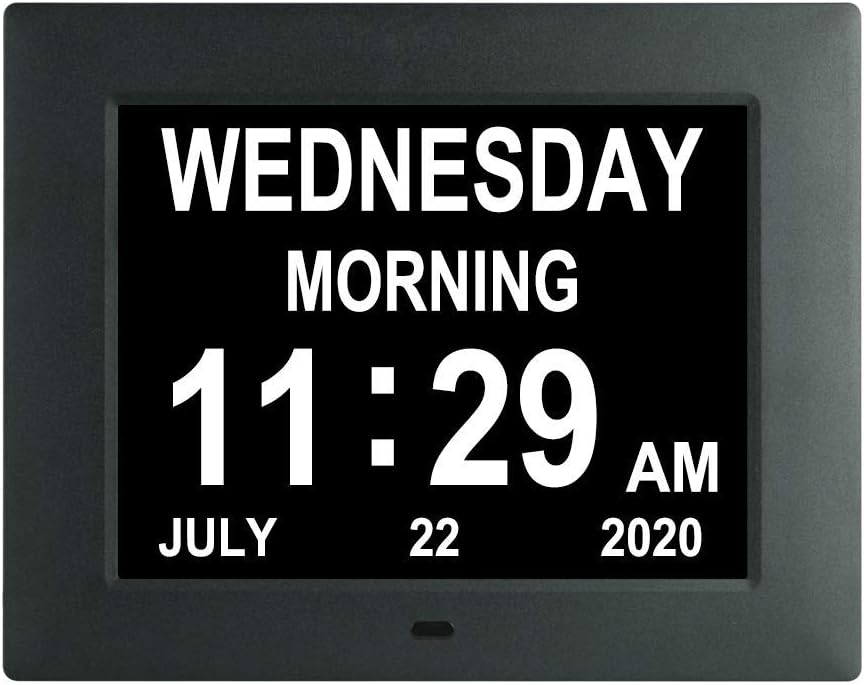 7.5 Inch Extra Large Calendar Day Date Time Clock with Non-Abbreviated Day Month E935853