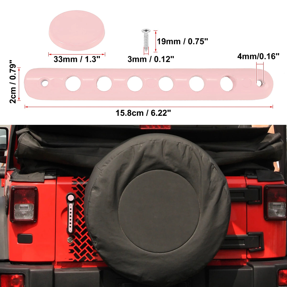 Pink Exterior Door Handle Decoration Strip Trim with Push Button Cover for Jeep Wrangler 2 Door 2007-2018 O164