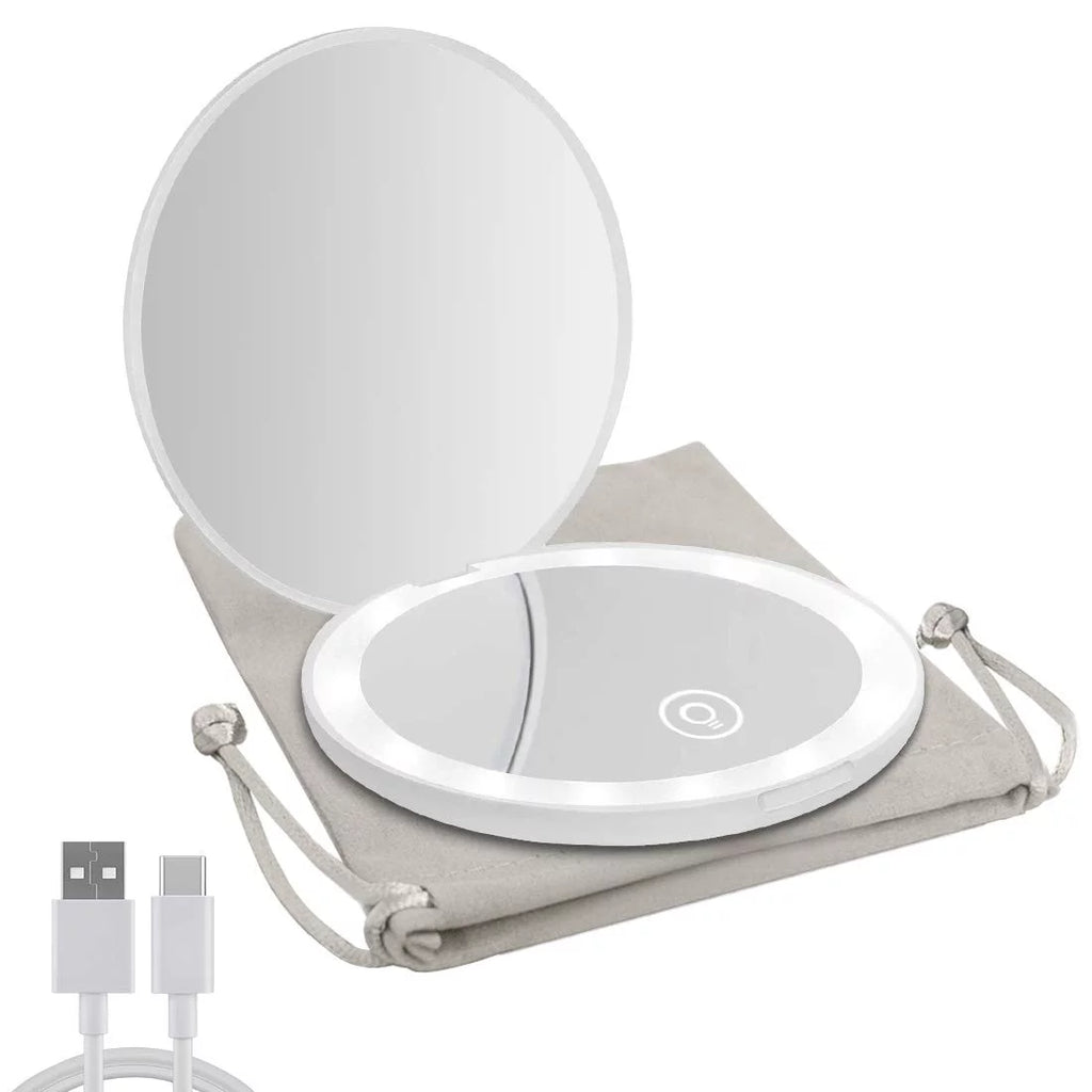 Compact LED Magnifying Rechargeable 2-Sided Makeup Mirror N732708