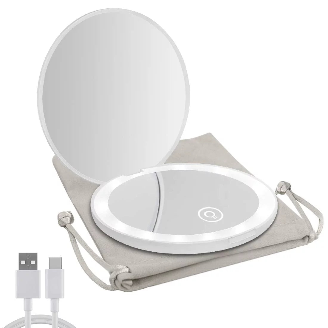 Compact LED Magnifying Rechargeable 2-Sided Makeup Mirror N732708