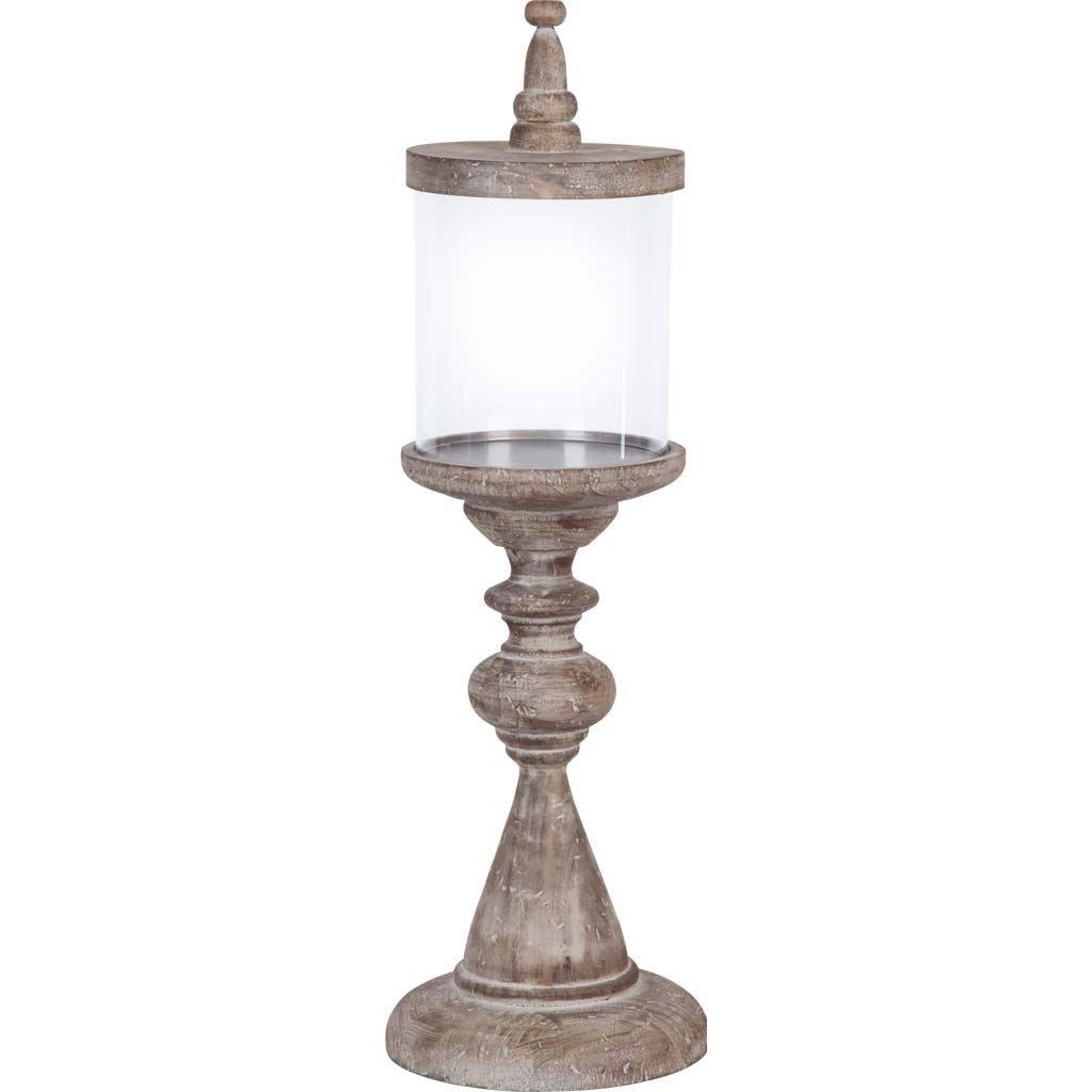 Beige Wood Candle Holder T5636