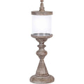 Beige Wood Candle Holder T5636