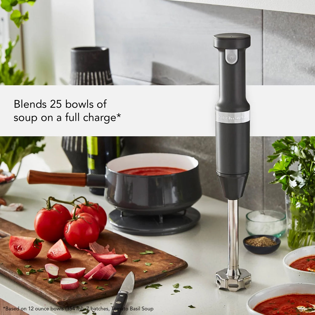 Cordless Variable Speed Hand Blender with Chopper and Whisk Attachment K339