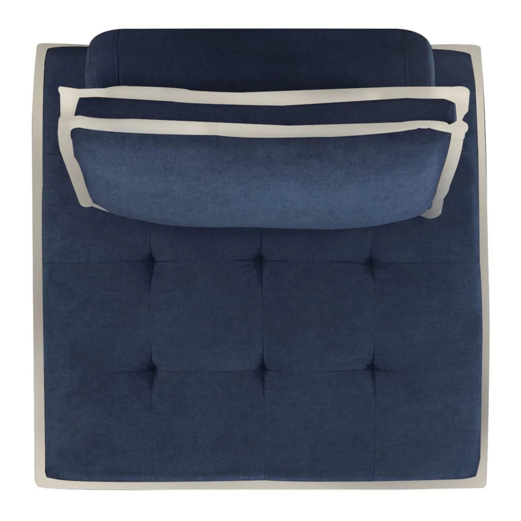 Navy Blue And Cream Fabric Armless Accent Chair C13888