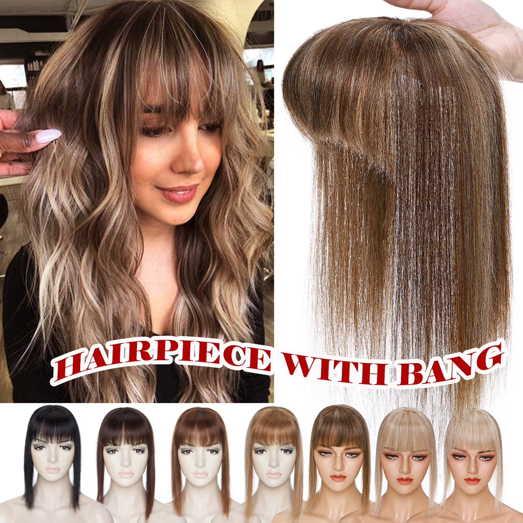 Clip In Human Remy Hair Topper Hairpiece With Bang Mono Base Y200
