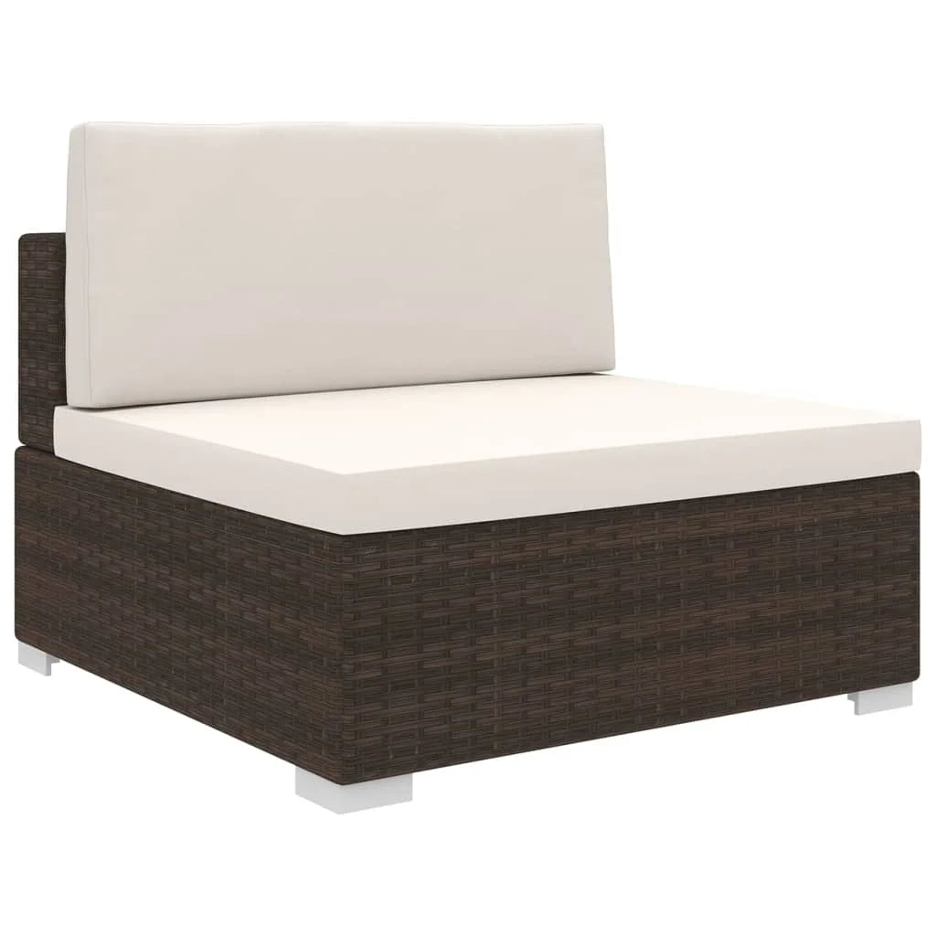 Brown Poly Rattan Sectional Middle Seat with Cushions I727291