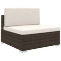 Brown Poly Rattan Sectional Middle Seat with Cushions I727291