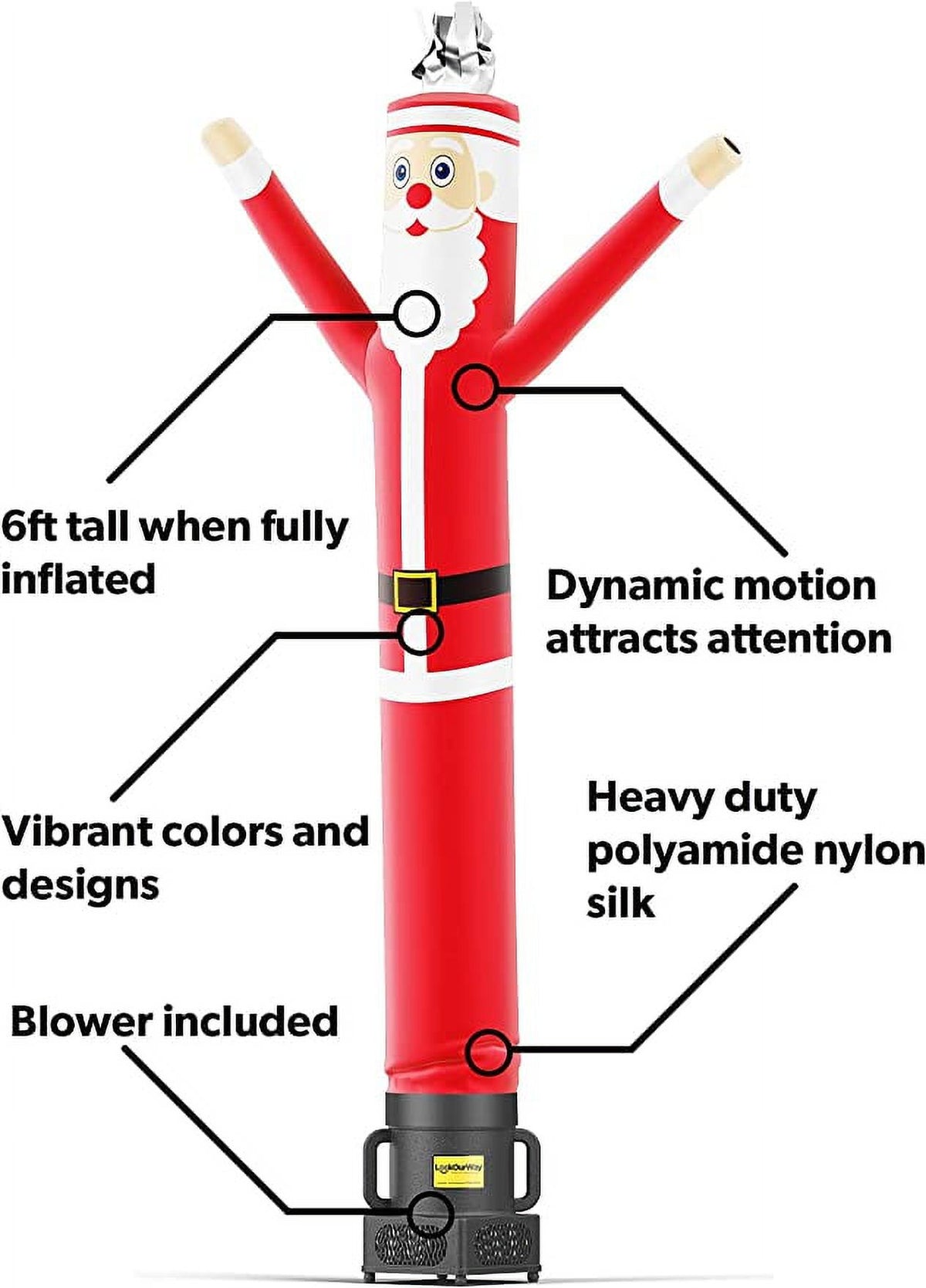 6-Feet Tall Inflatable Tube Christmas Air Dancers Set with Blower R6572